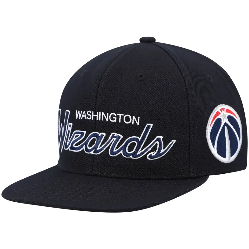 men8217s washington wizards mitchell amp ness black hardwood classics script 2.0 snapback hat
